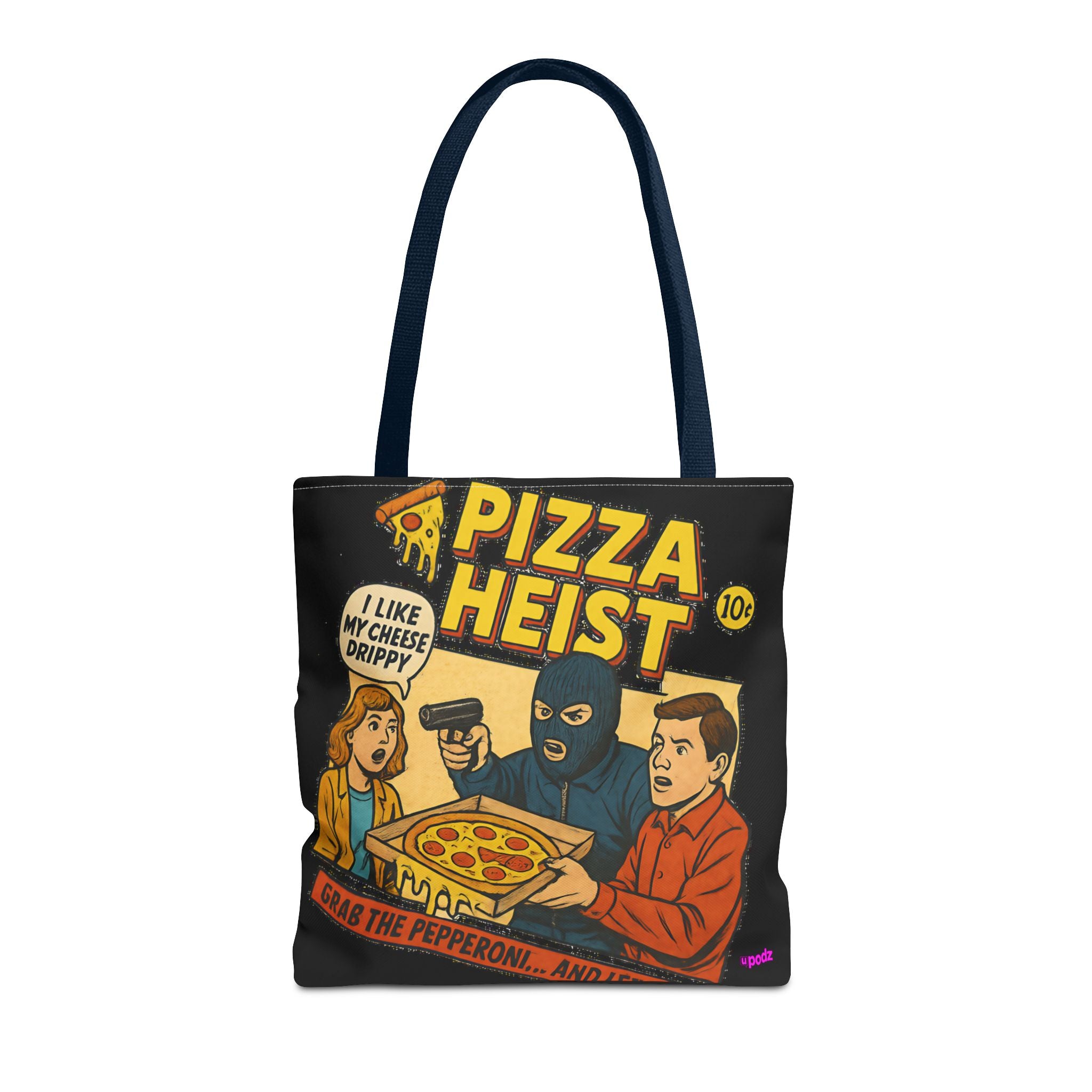 Pizza Heist Tote Bag - Quirky AOP Design, Fun Bag
