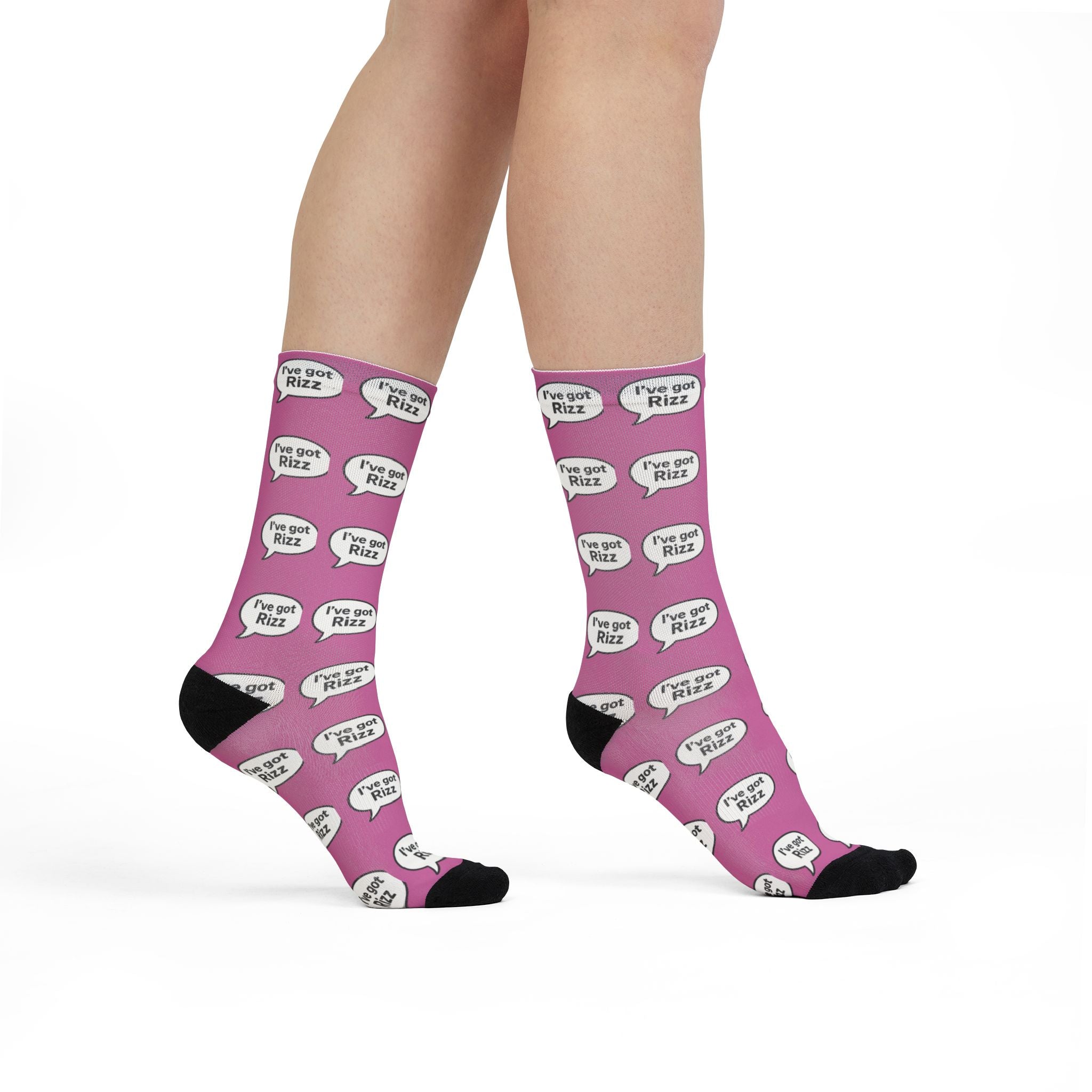 Copy of I've got Rizz Pink, Fun Playful Sublimation Crew Socks