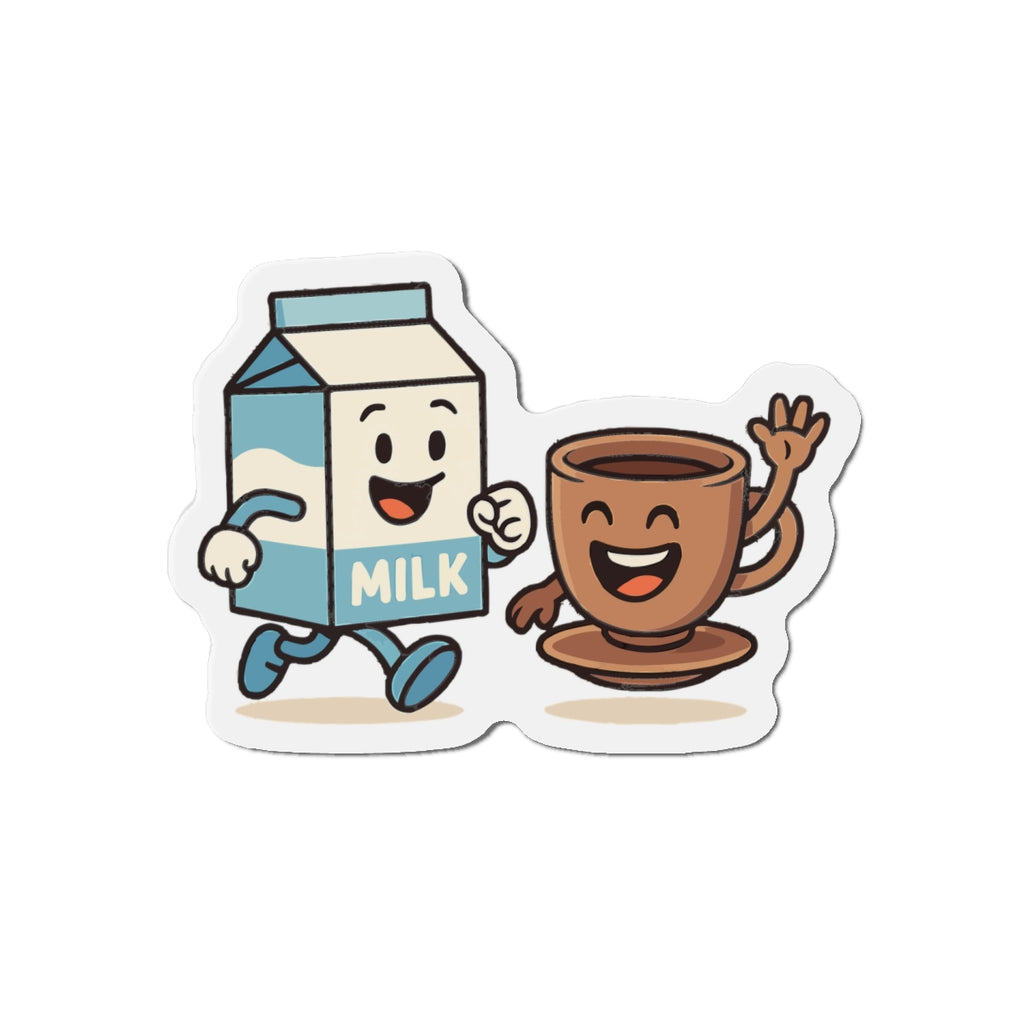 Whimsical Milk & Coffee Die-Cut Magnets - Cute Kitchen Decor