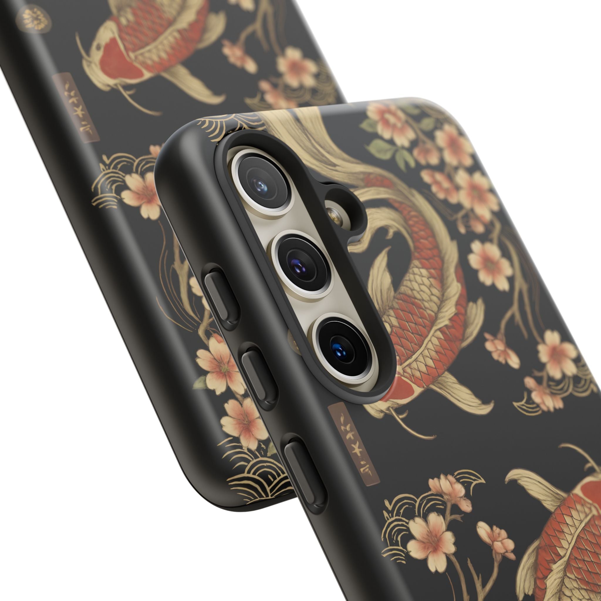 Khoi Fish Phone Case with Floral Design, Tough Cases, Phone Cover, Unique Gift, Japanese Art, Colorful Accessories