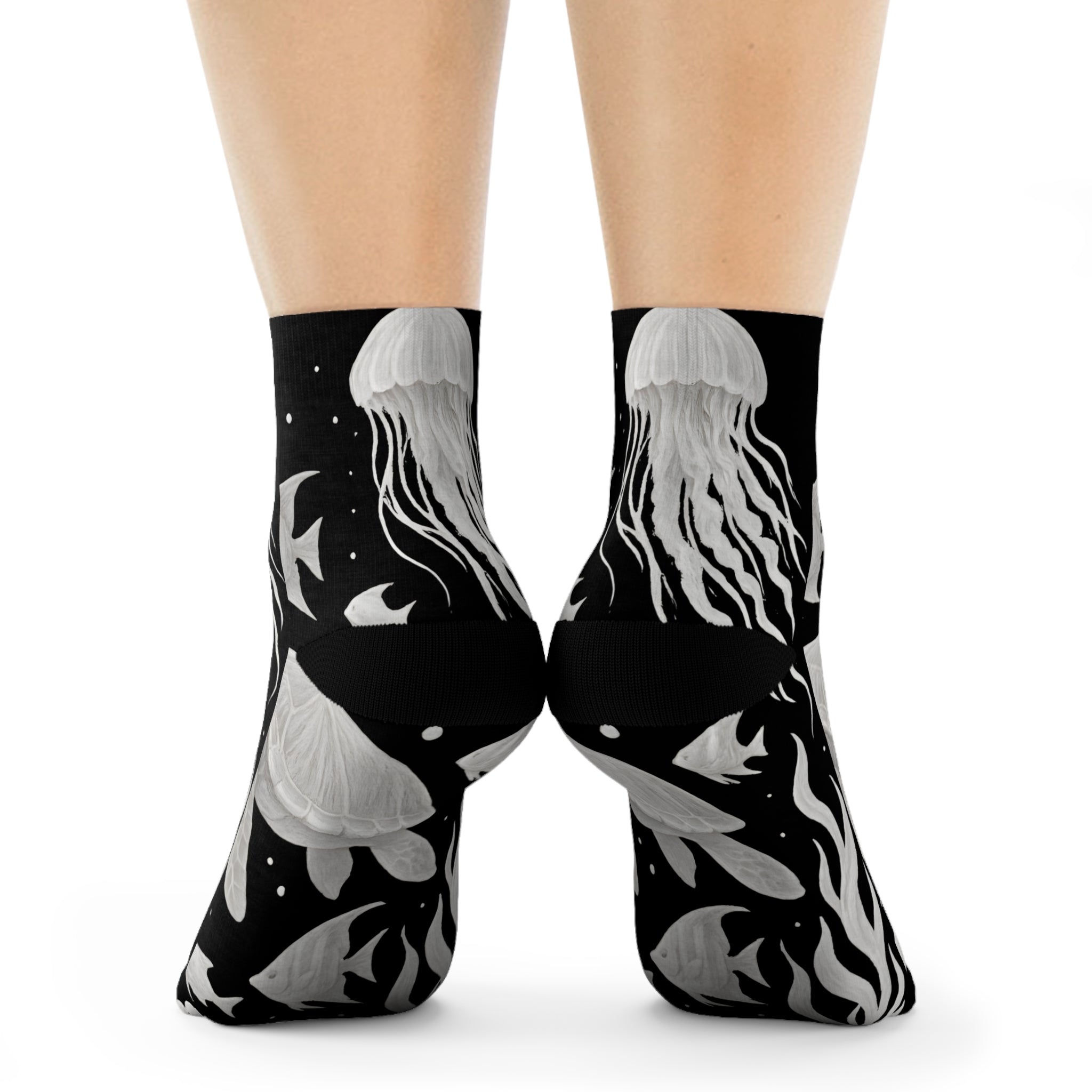 Ocean-Themed Crew Socks, Jellyfish Design