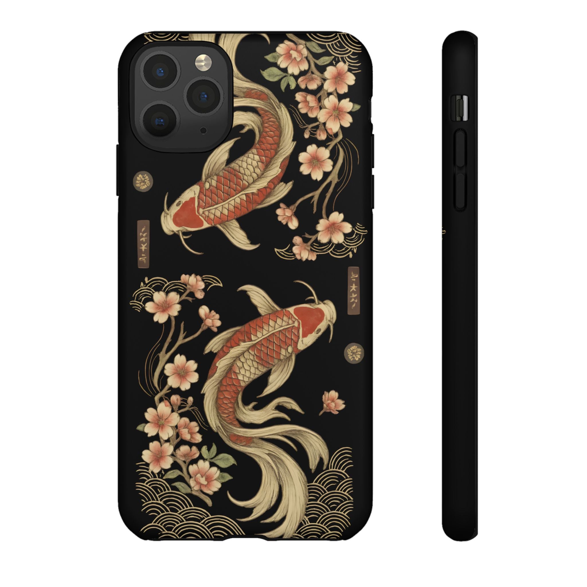 Khoi Fish Phone Case with Floral Design, Tough Cases, Phone Cover, Unique Gift, Japanese Art, Colorful Accessories