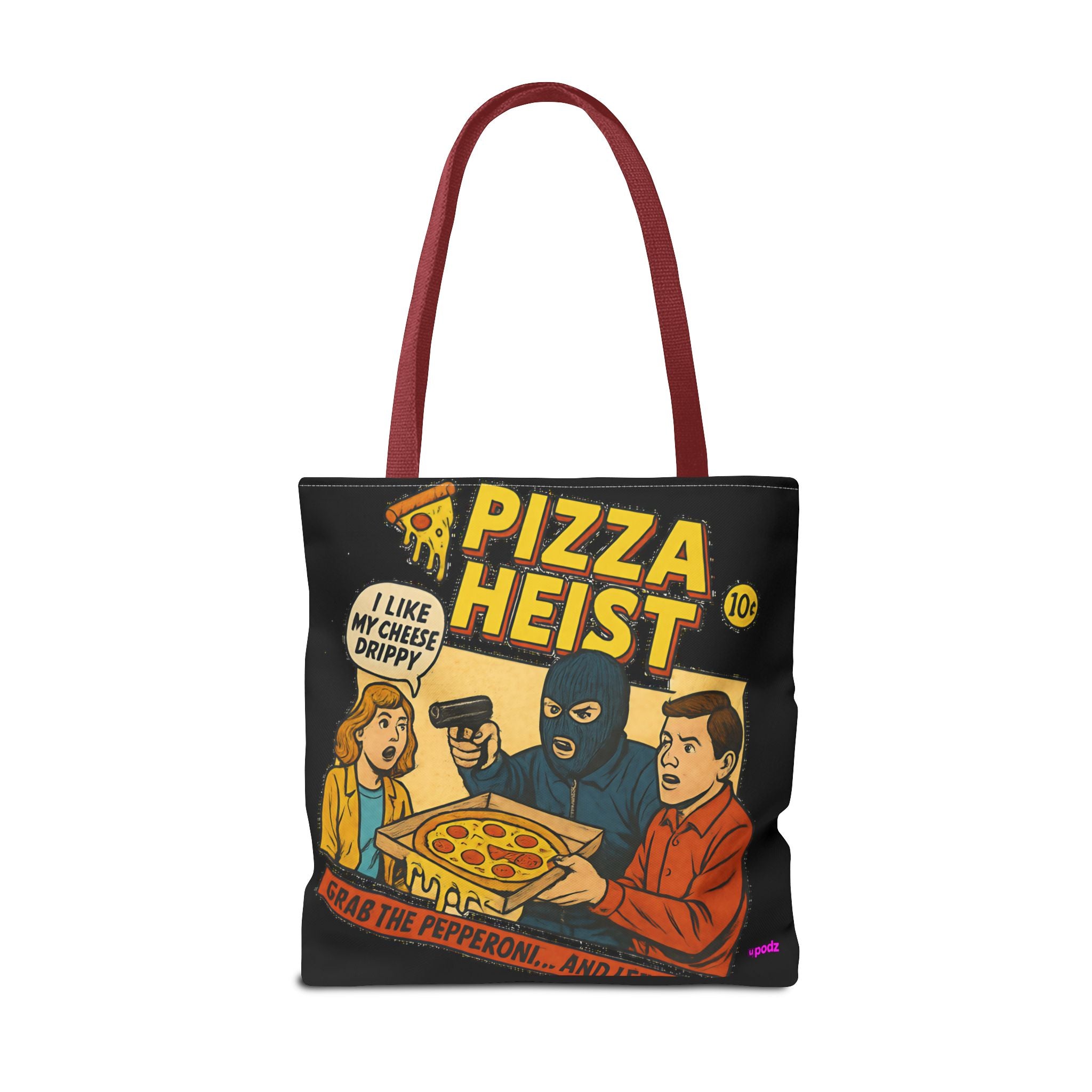 Pizza Heist Tote Bag - Quirky AOP Design, Fun Bag