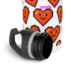 Pixel Love Hearts - Water Bottle, Reusable Sports Hydration Flask
