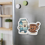 Whimsical Milk & Coffee Die-Cut Magnets - Cute Kitchen Decor