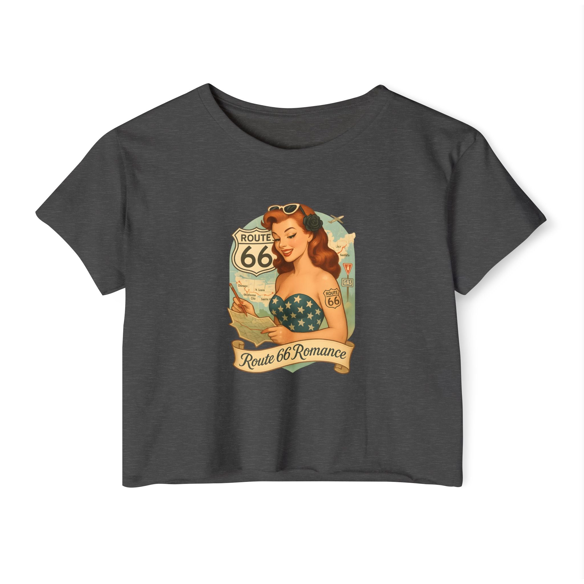 Retro Route 66 Festival Crop Top, Vintage Summer Boho Top