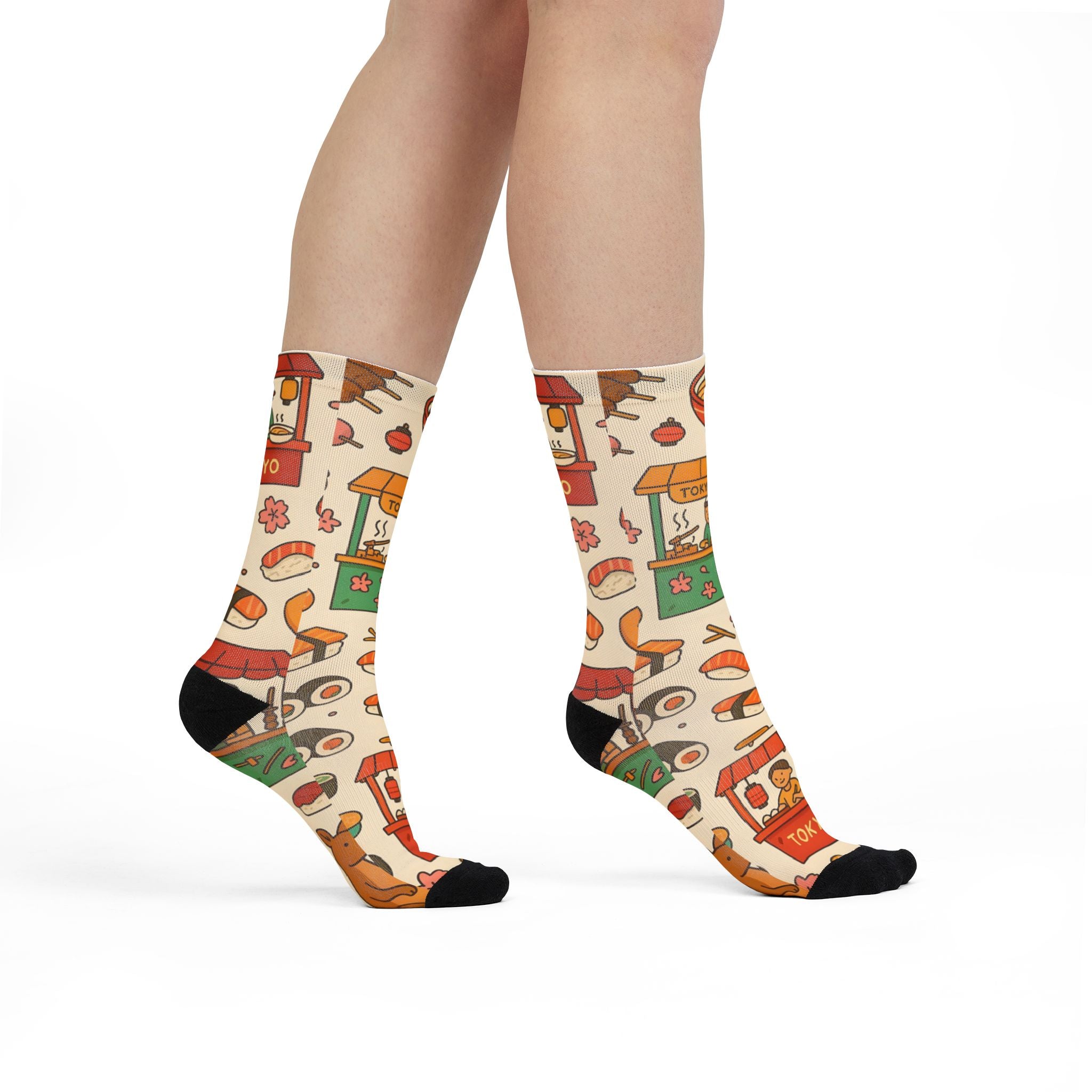 Tokyo Sushi, Fun Funky Sublimation Crew Socks