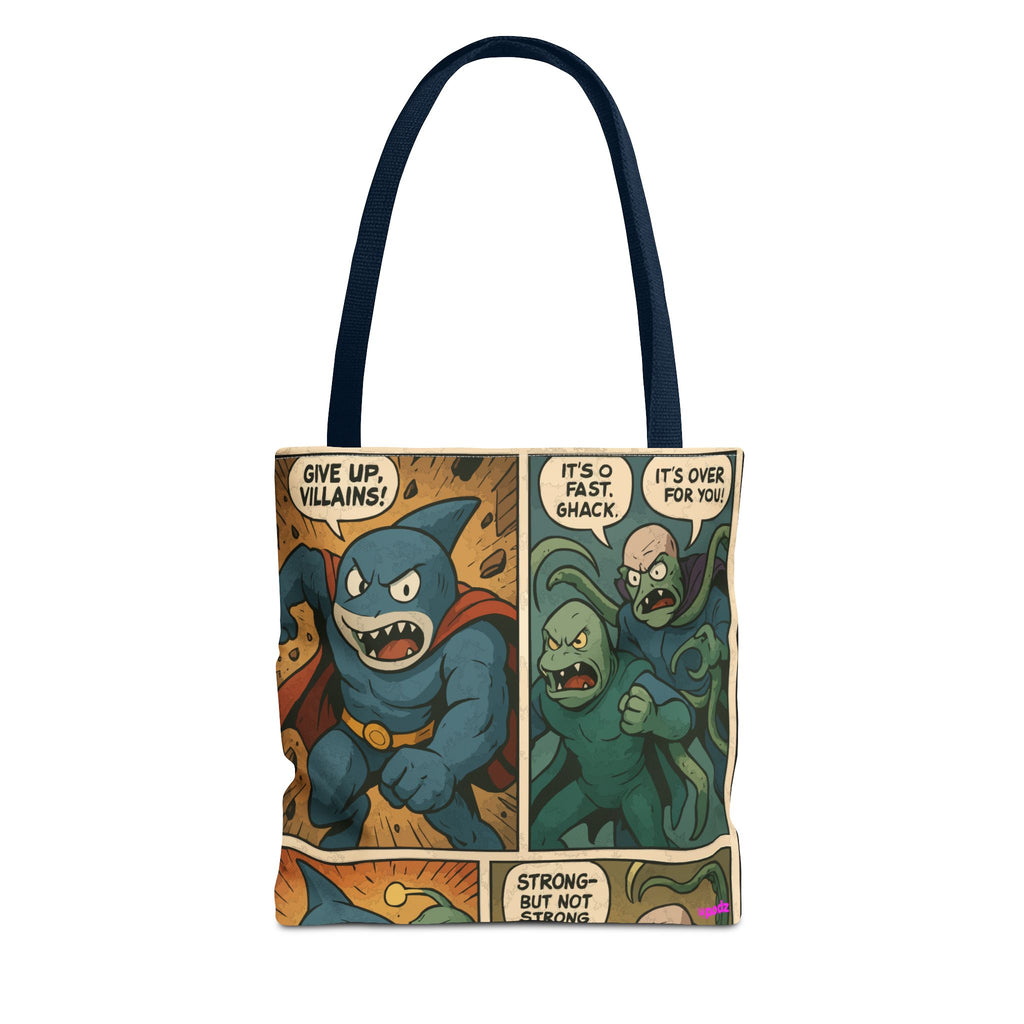Shark Villain Tote Bag - Quirky AOP Design, Fun Bag