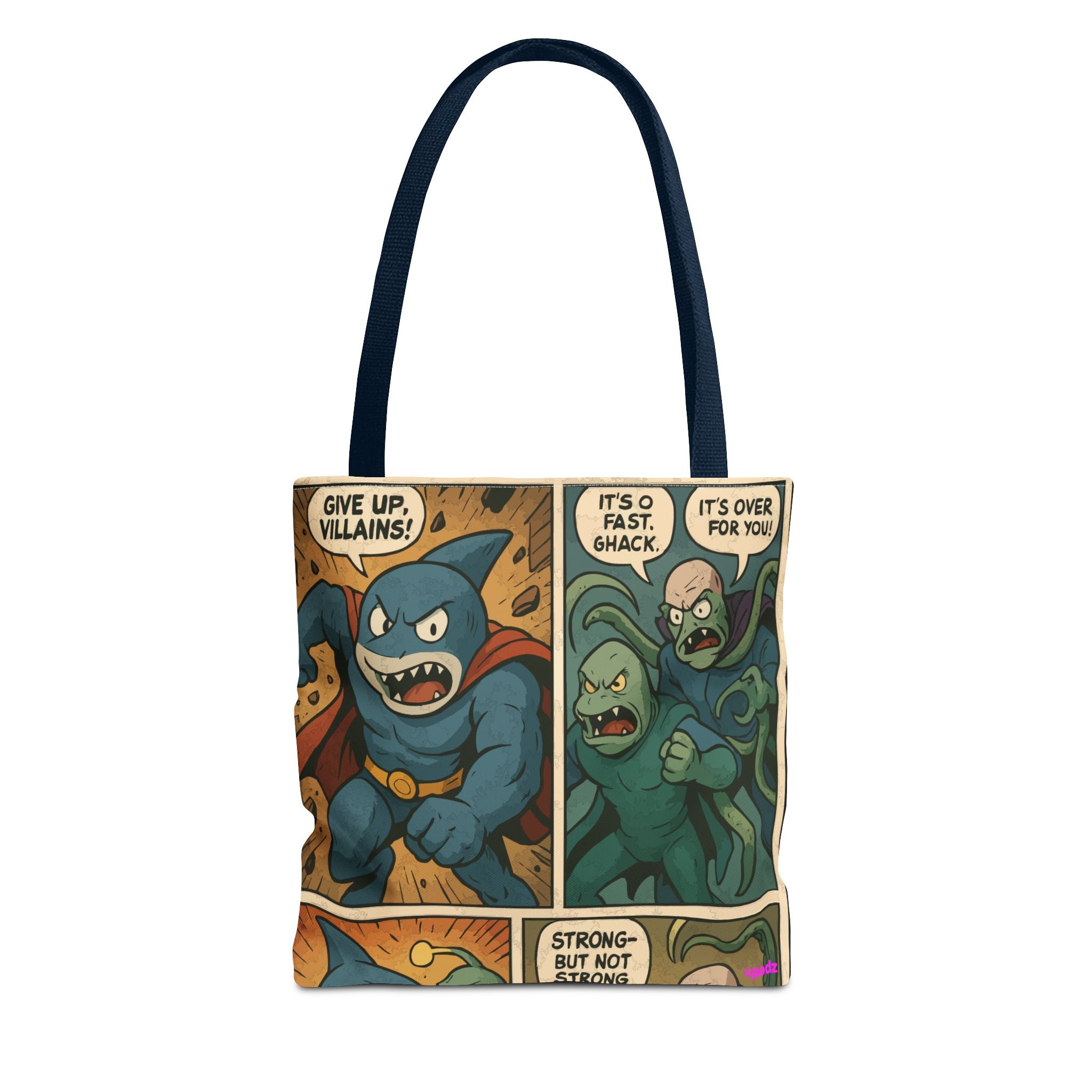 Shark Villain Tote Bag - Quirky AOP Design, Fun Bag