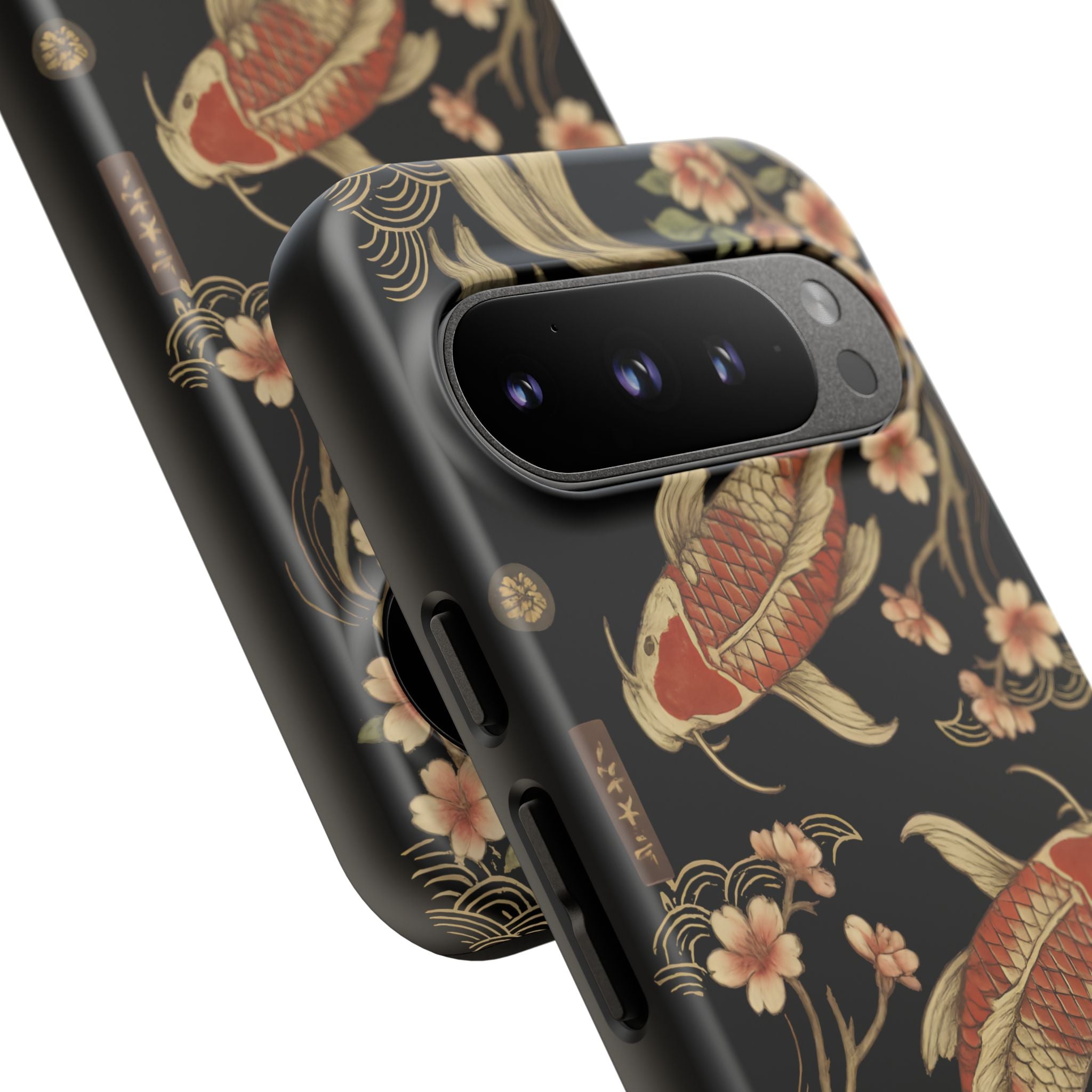 Khoi Fish Phone Case with Floral Design, Tough Cases, Phone Cover, Unique Gift, Japanese Art, Colorful Accessories