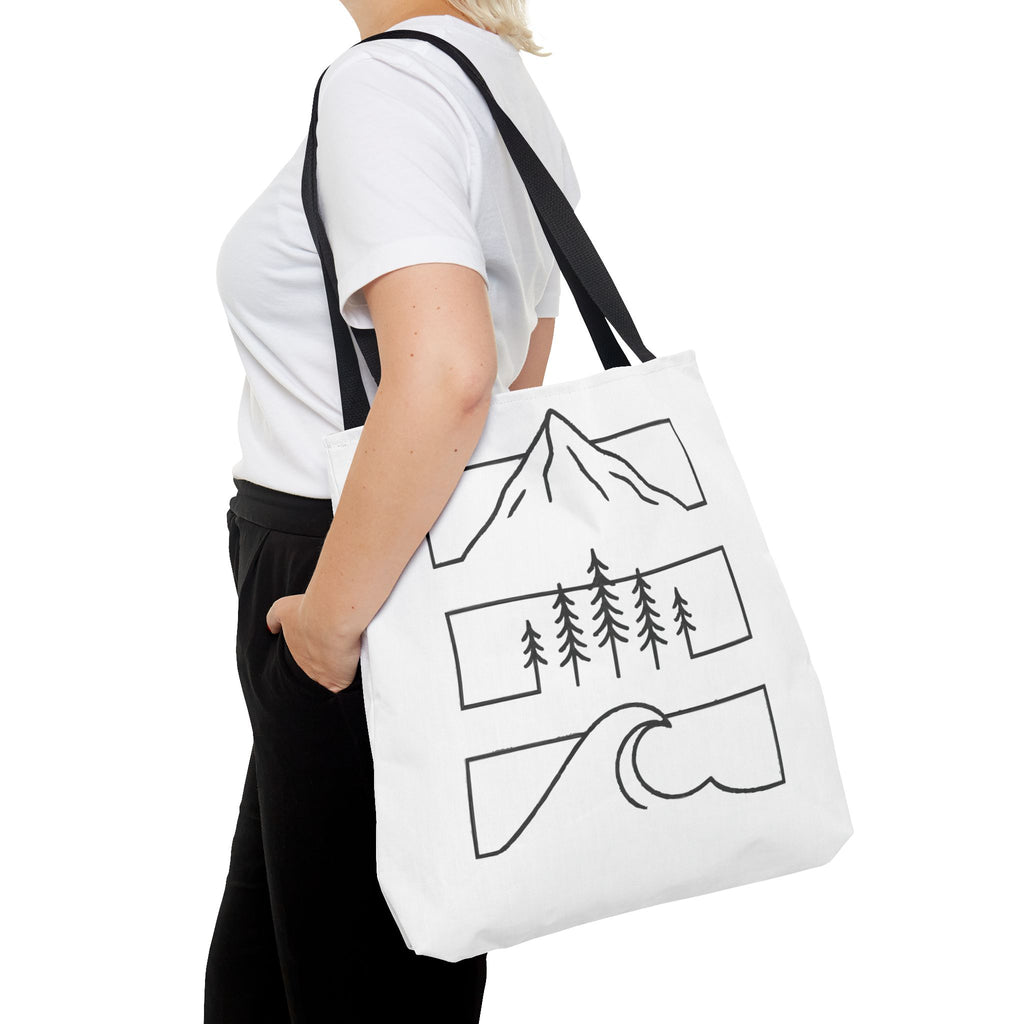 Mountain Wave Tote Bag, Inspirational Gift, Eco-Friendly Shopping Bag