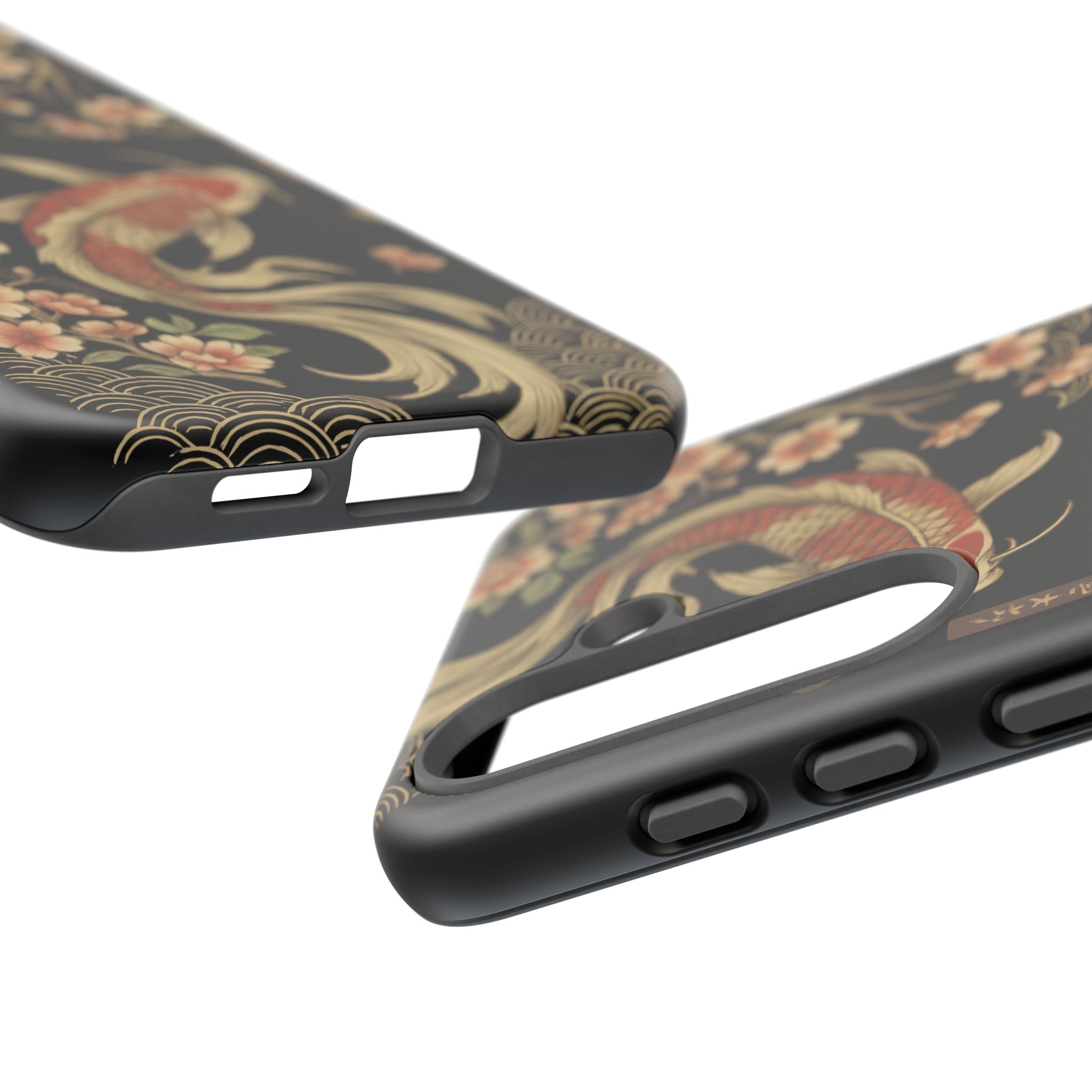 Khoi Fish Phone Case with Floral Design, Tough Cases, Phone Cover, Unique Gift, Japanese Art, Colorful Accessories