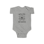 Will Cry for Snacks Baby Bodysuit, Funny Infant Outfit,Cute Baby Clothes