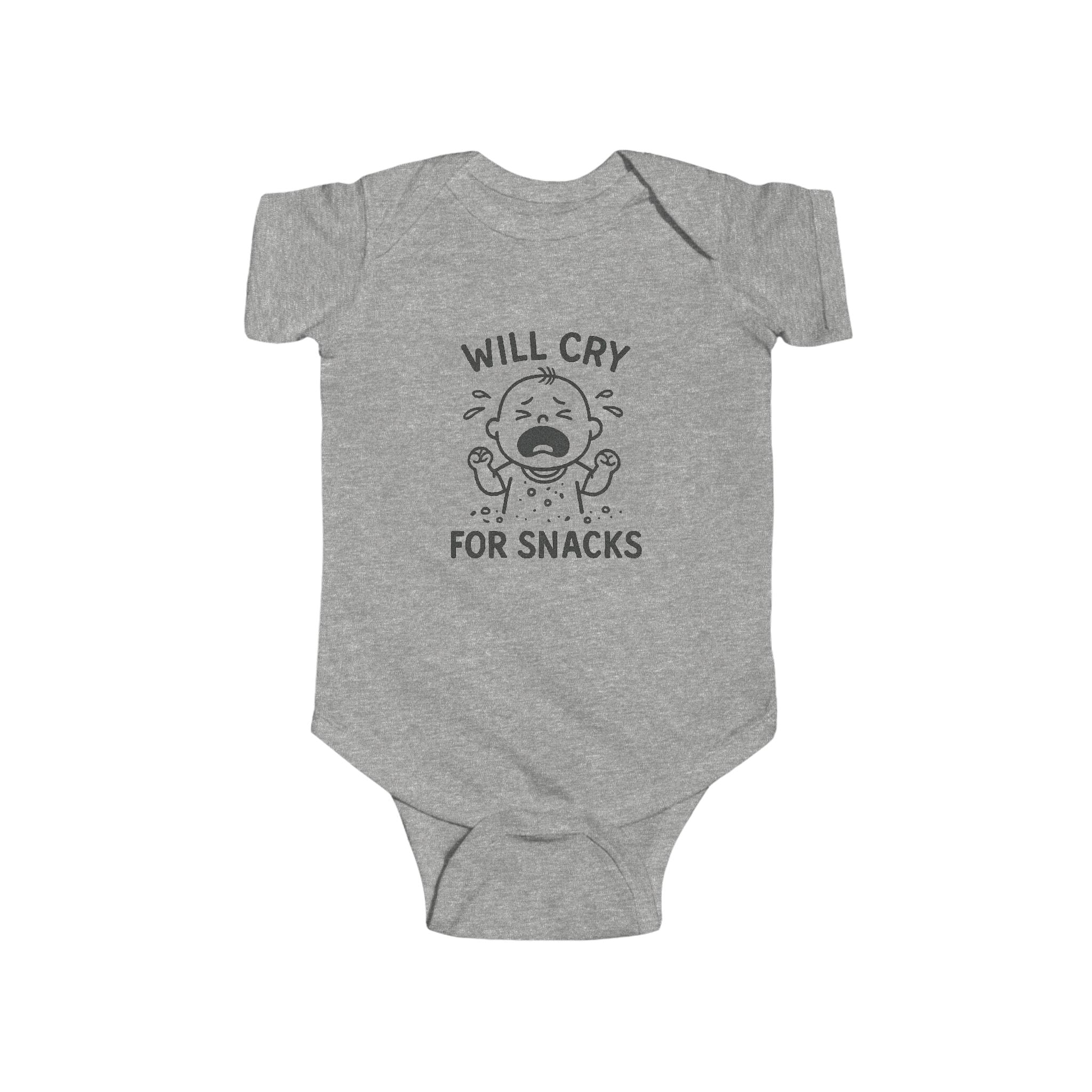Will Cry for Snacks Baby Bodysuit, Funny Infant Outfit,Cute Baby Clothes