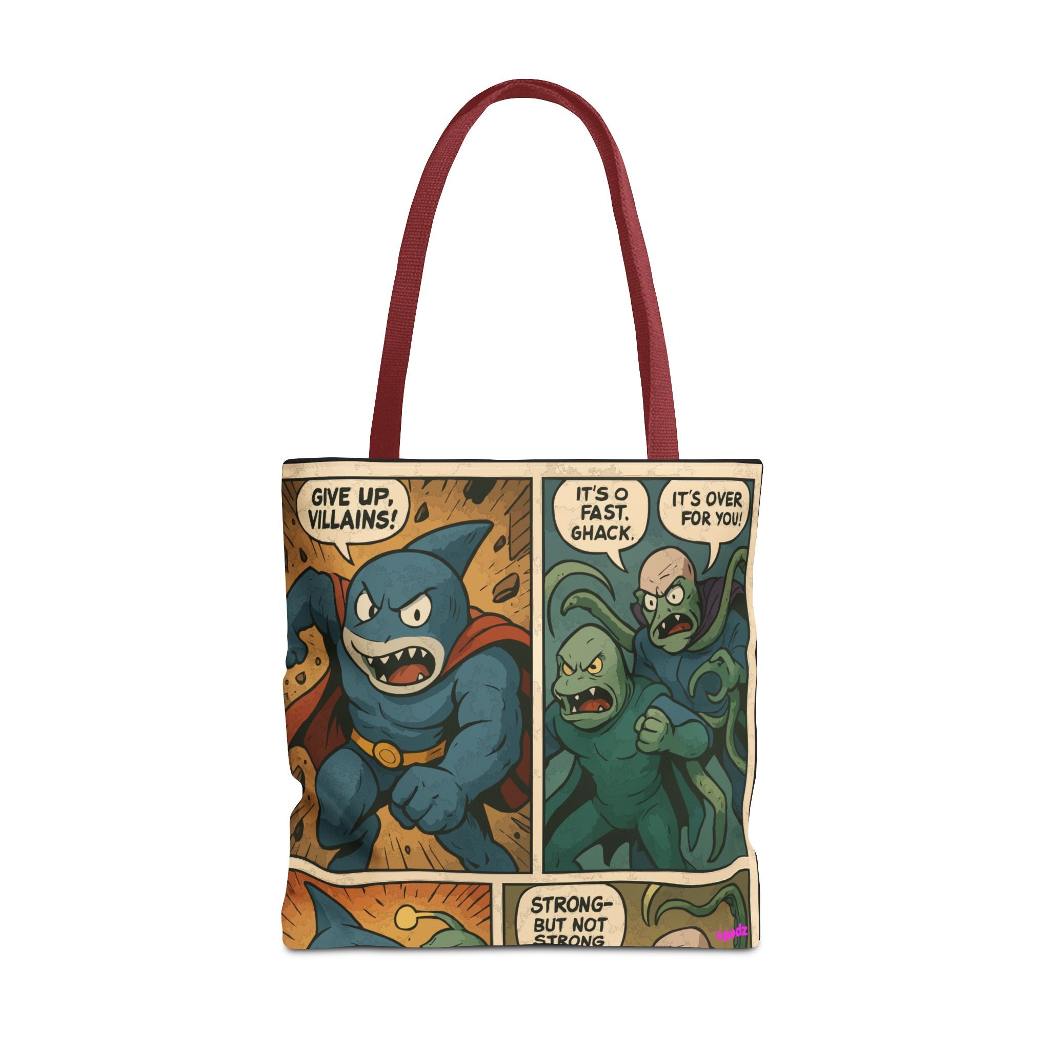 Shark Villain Tote Bag - Quirky AOP Design, Fun Bag