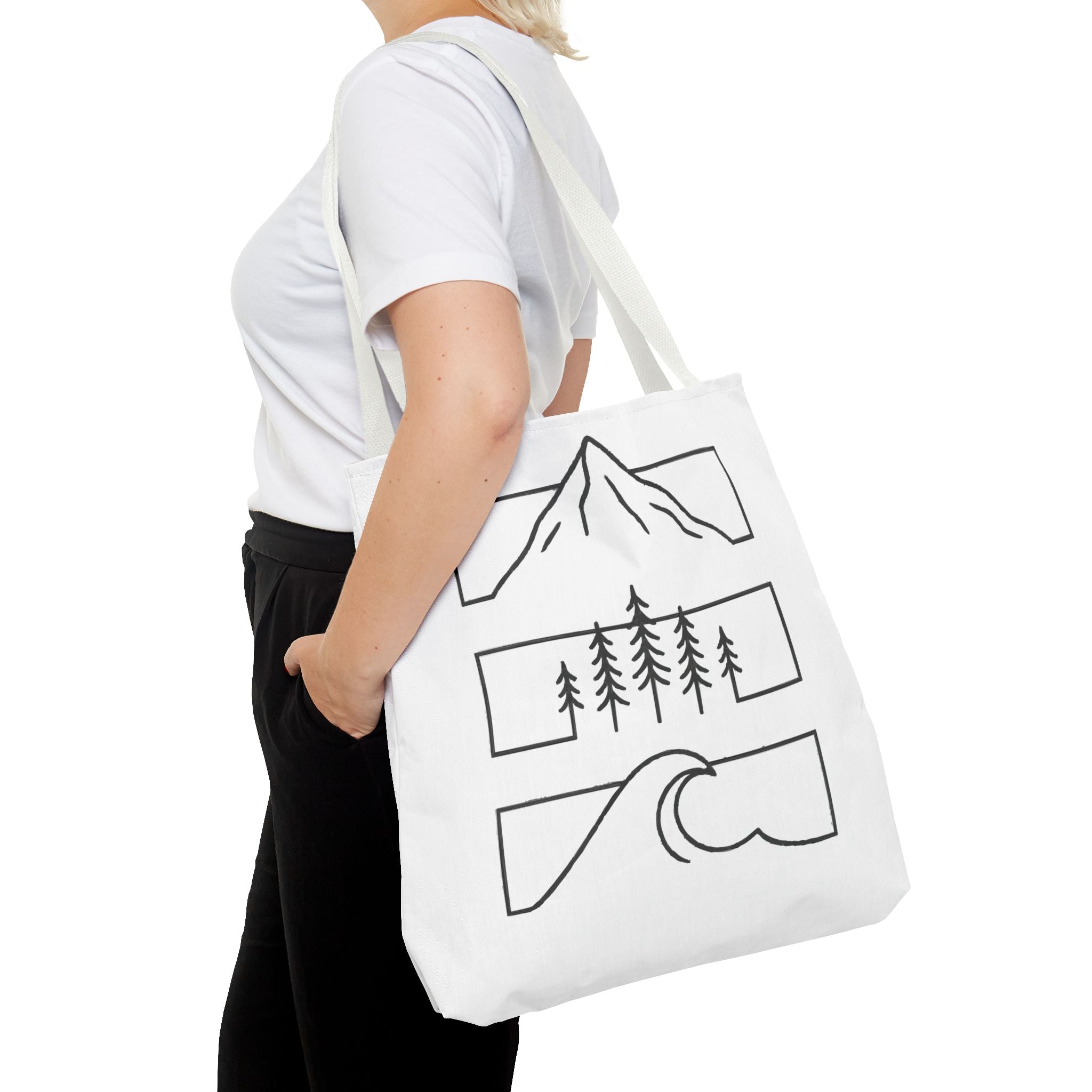 Mountain Wave Tote Bag, Inspirational Gift, Eco-Friendly Shopping Bag