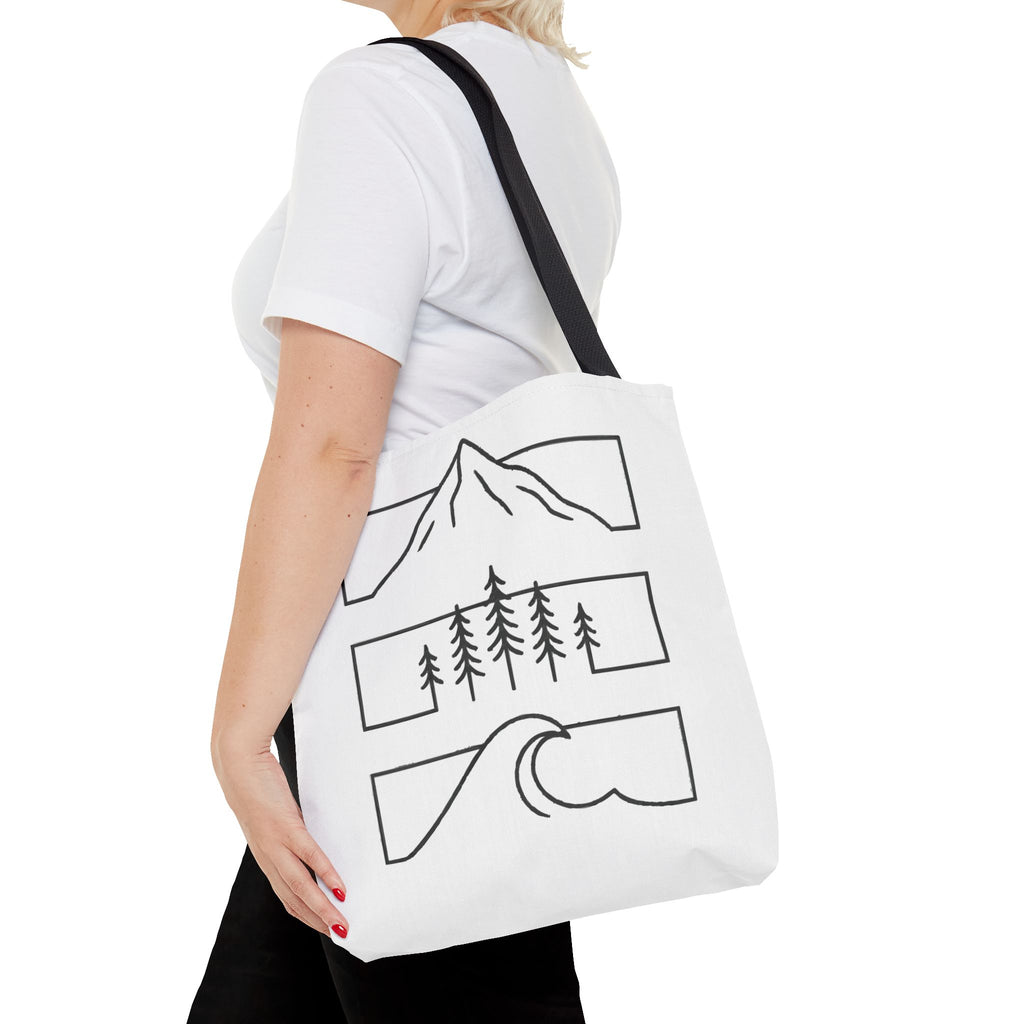 Mountain Wave Tote Bag, Inspirational Gift, Eco-Friendly Shopping Bag