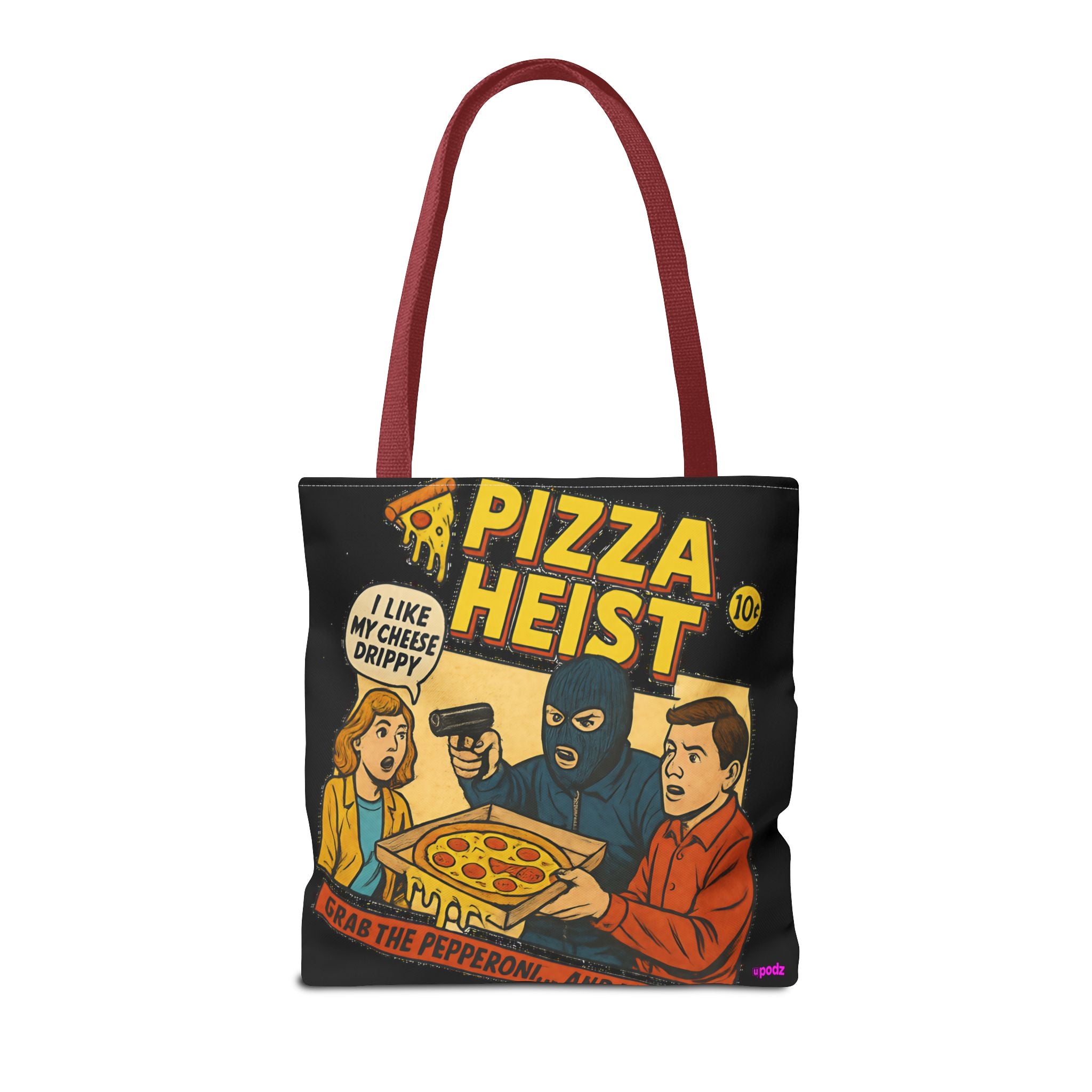 Pizza Heist Tote Bag - Quirky AOP Design, Fun Bag