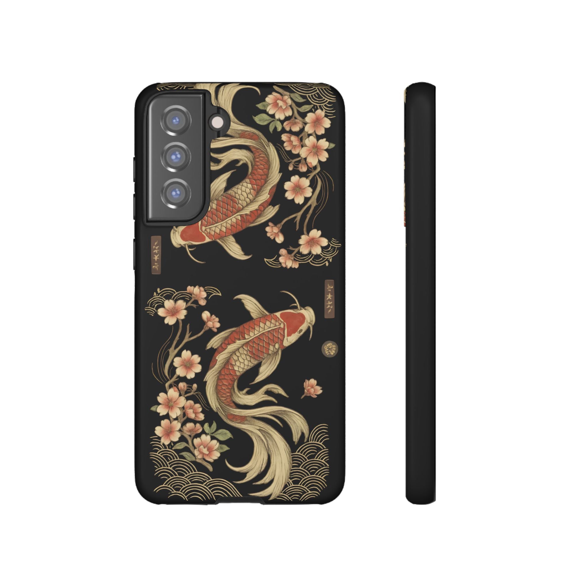 Khoi Fish Phone Case with Floral Design, Tough Cases, Phone Cover, Unique Gift, Japanese Art, Colorful Accessories