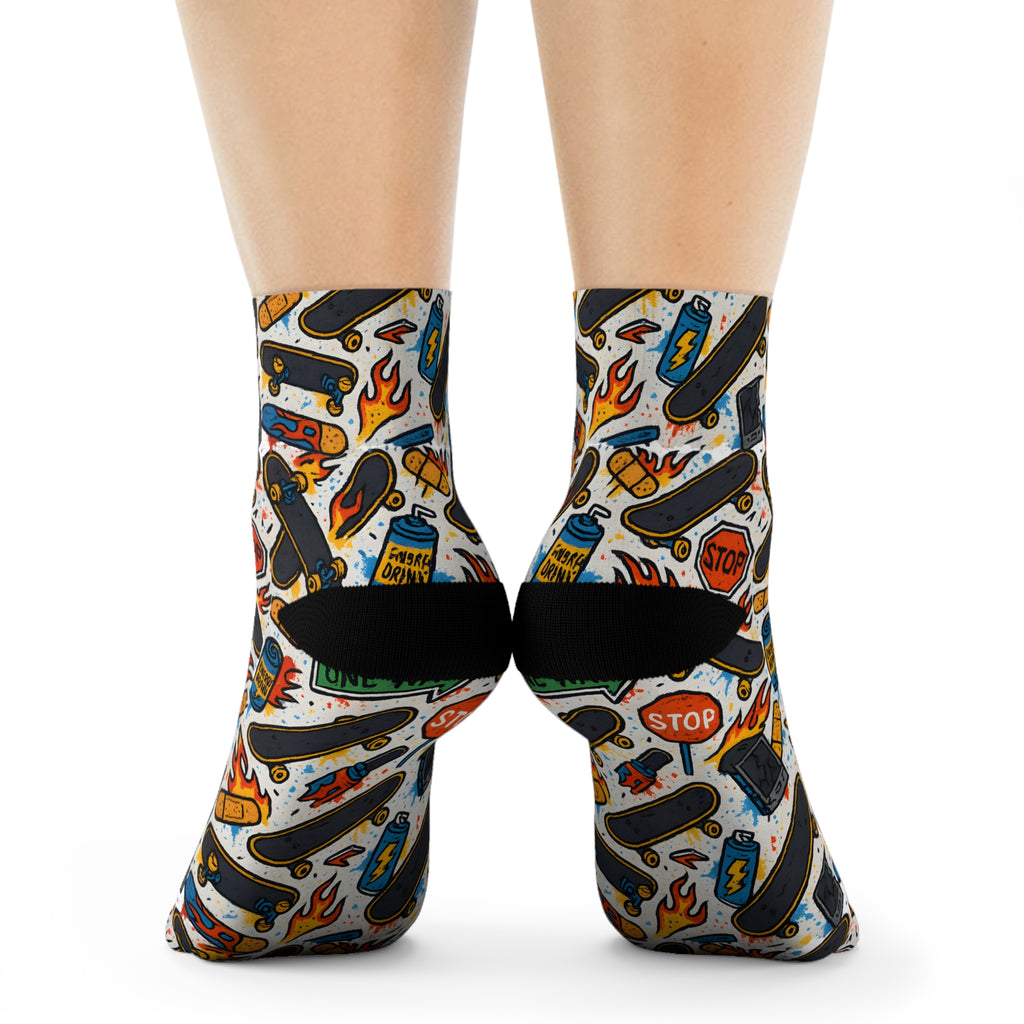 Skate Fire Socks, Funky Design