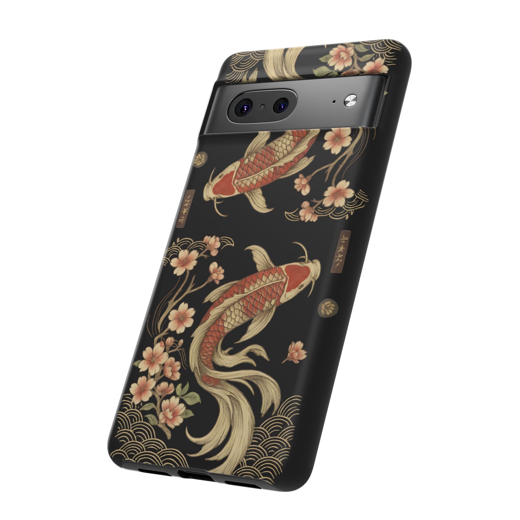 Khoi Fish Phone Case with Floral Design, Tough Cases, Phone Cover, Unique Gift, Japanese Art, Colorful Accessories
