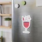 Cute Cat Wine Glass Die-Cut Magnets, Fun Refrigerator Magnets