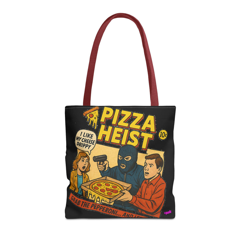 Pizza Heist Tote Bag - Quirky AOP Design, Fun Bag