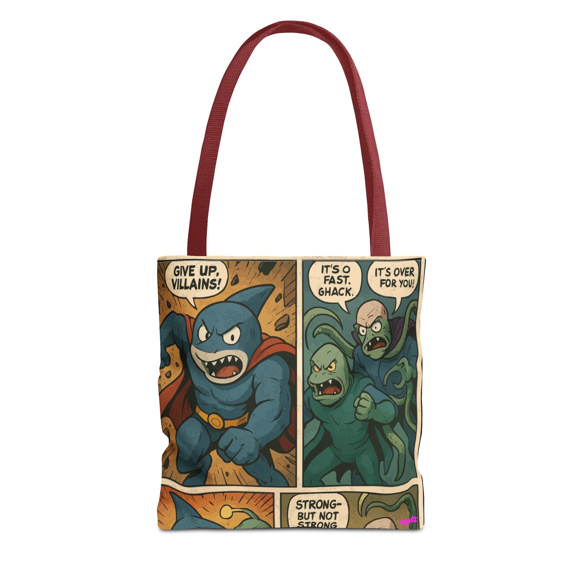 Shark Villain Tote Bag - Quirky AOP Design, Fun Bag