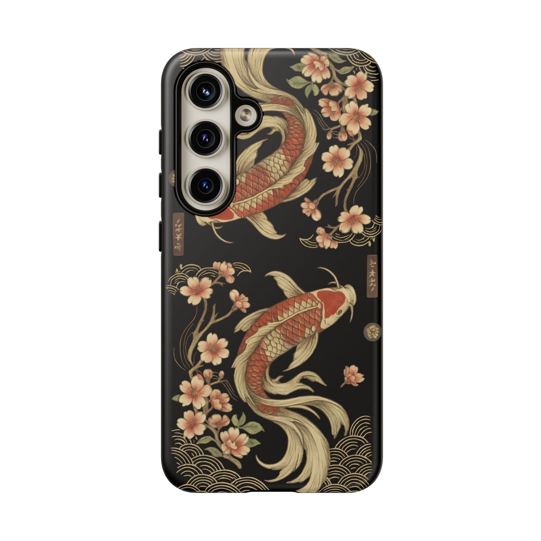 Khoi Fish Phone Case with Floral Design, Tough Cases, Phone Cover, Unique Gift, Japanese Art, Colorful Accessories