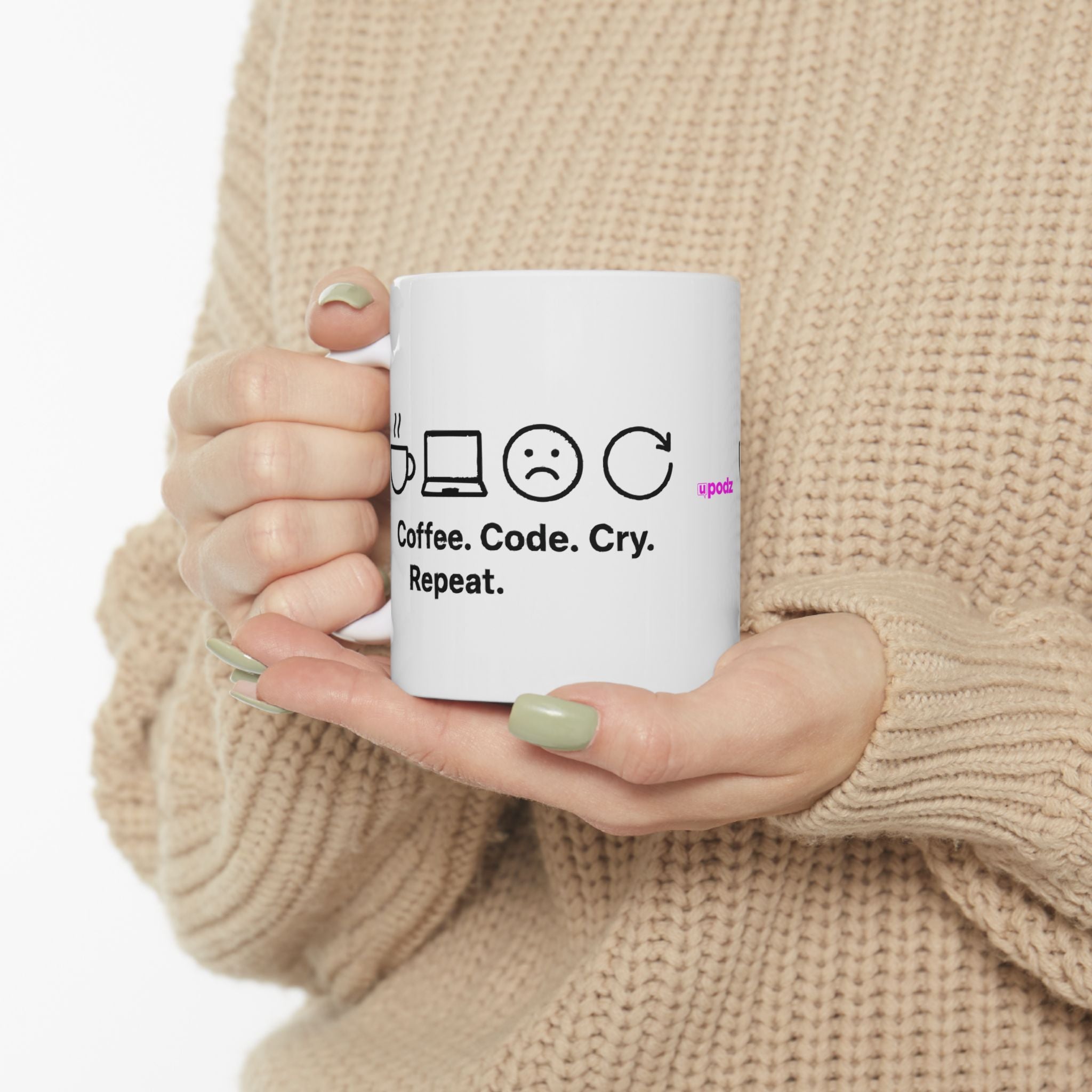 Coffee Code Repeat Ceramic Mug |  Personalized Mug