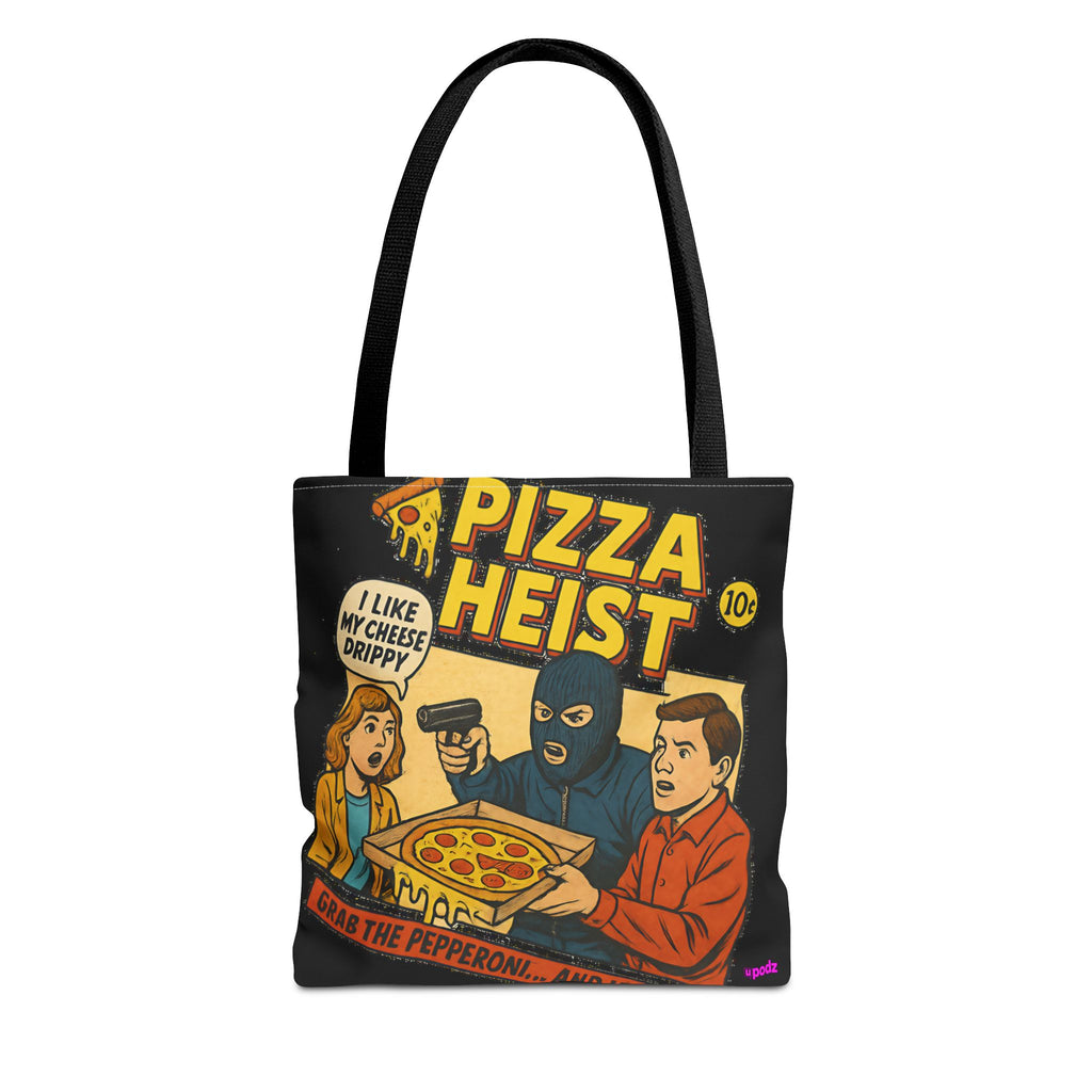Pizza Heist Tote Bag - Quirky AOP Design, Fun Bag