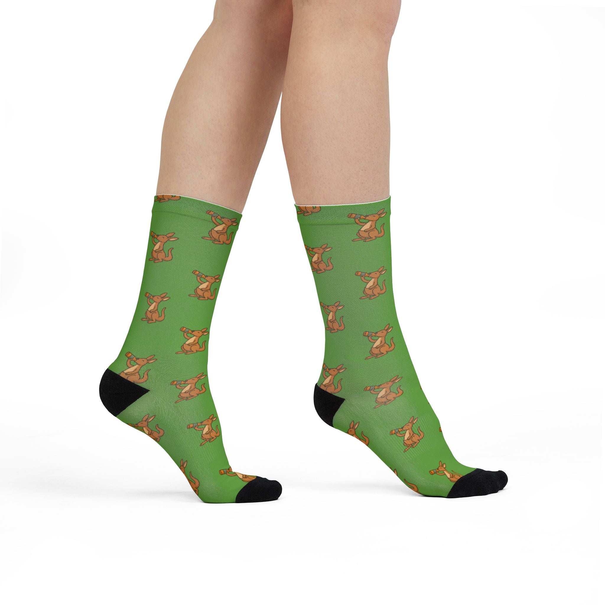 Kangaroo, Fun Funky Sublimation Crew Socks