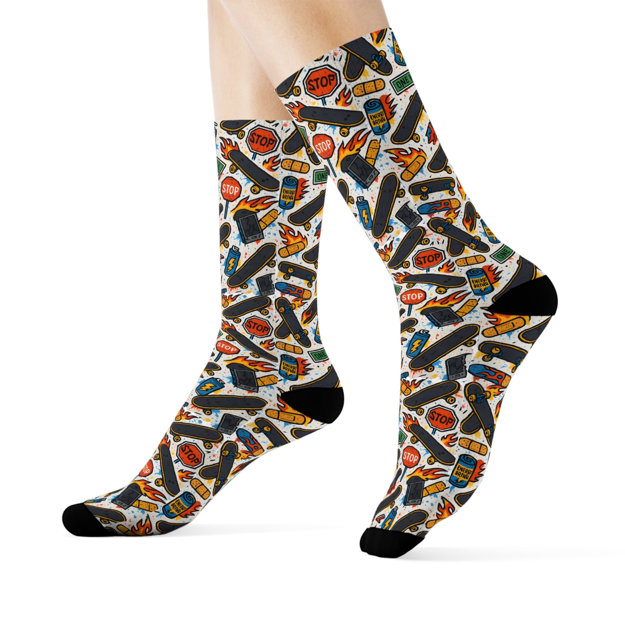 Skate Fire Socks, Funky Design