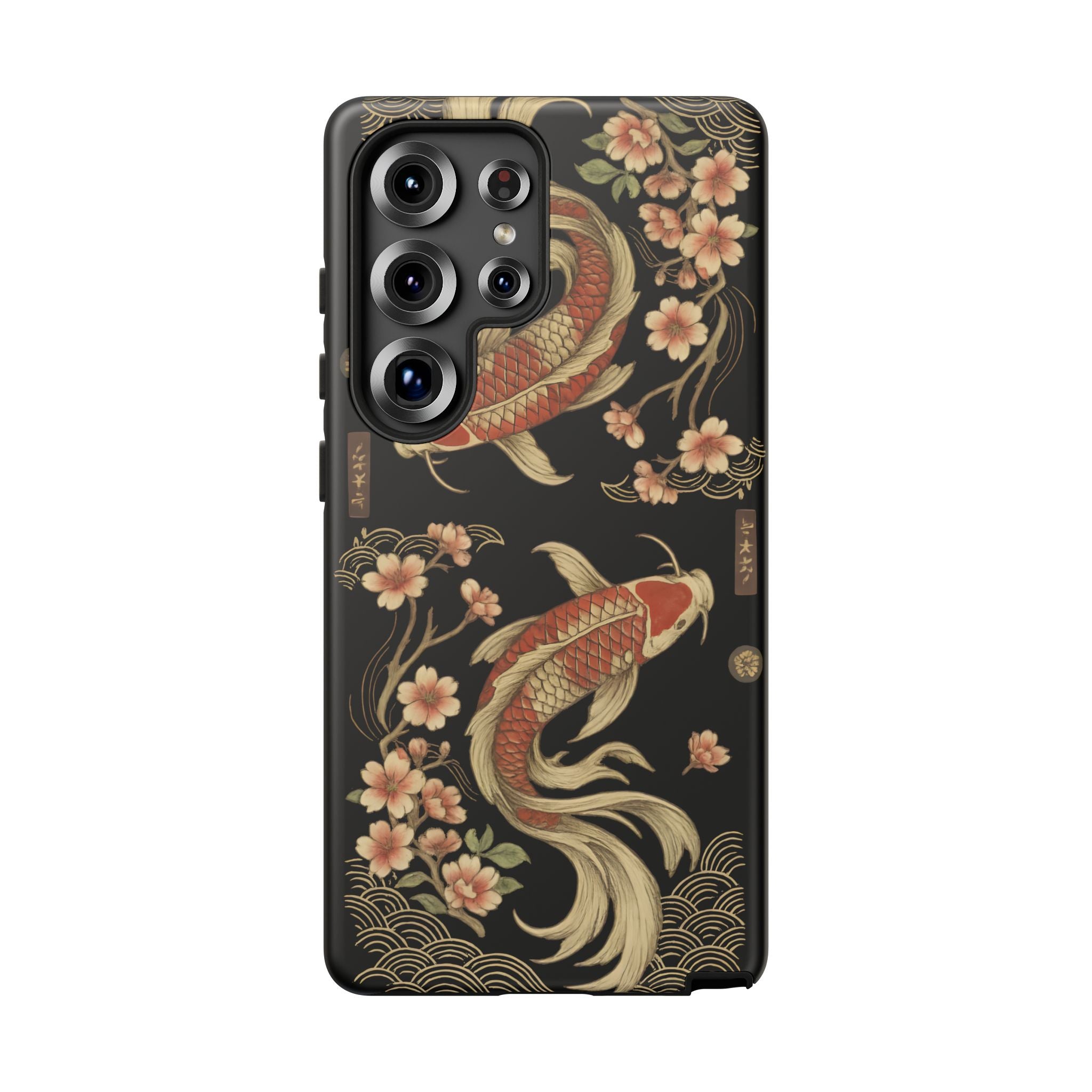 Khoi Fish Phone Case with Floral Design, Tough Cases, Phone Cover, Unique Gift, Japanese Art, Colorful Accessories