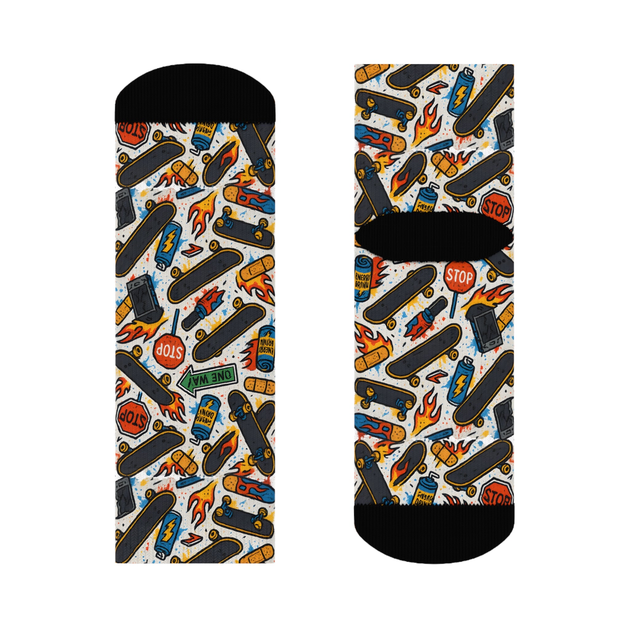 Skate Fire Socks, Funky Design