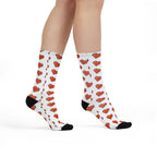 Pixel Love Heart White Sublimation Crew Socks