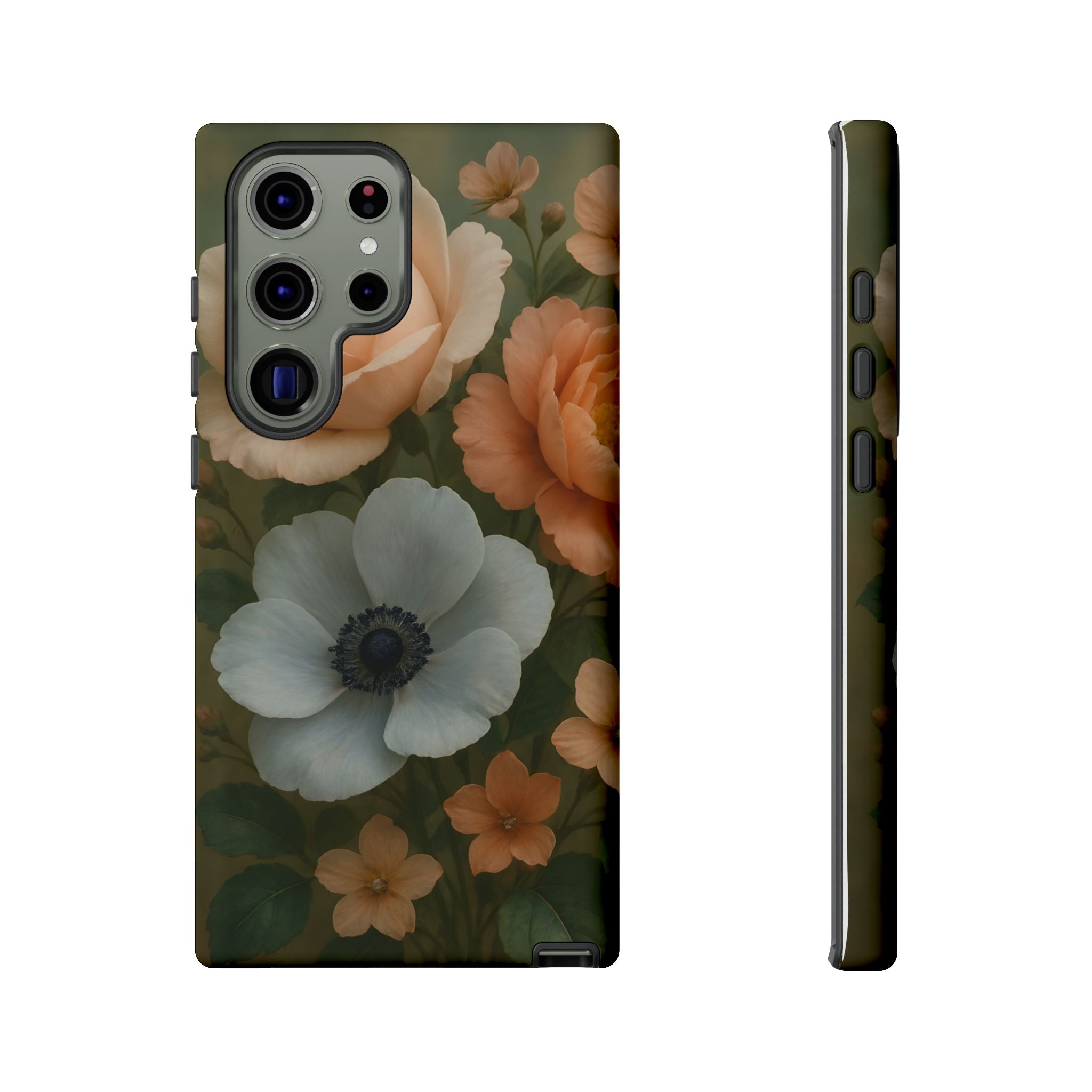 Floral Design White Cover Design, Tough Cases, Phone Cover