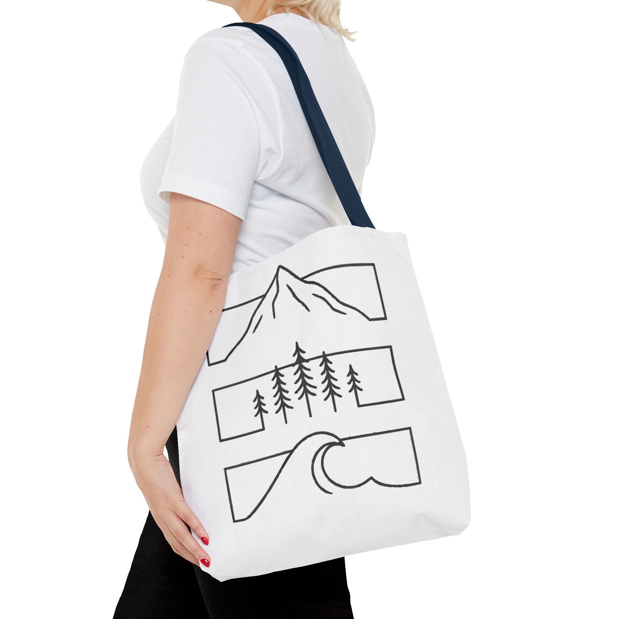 Mountain Wave Tote Bag, Inspirational Gift, Eco-Friendly Shopping Bag
