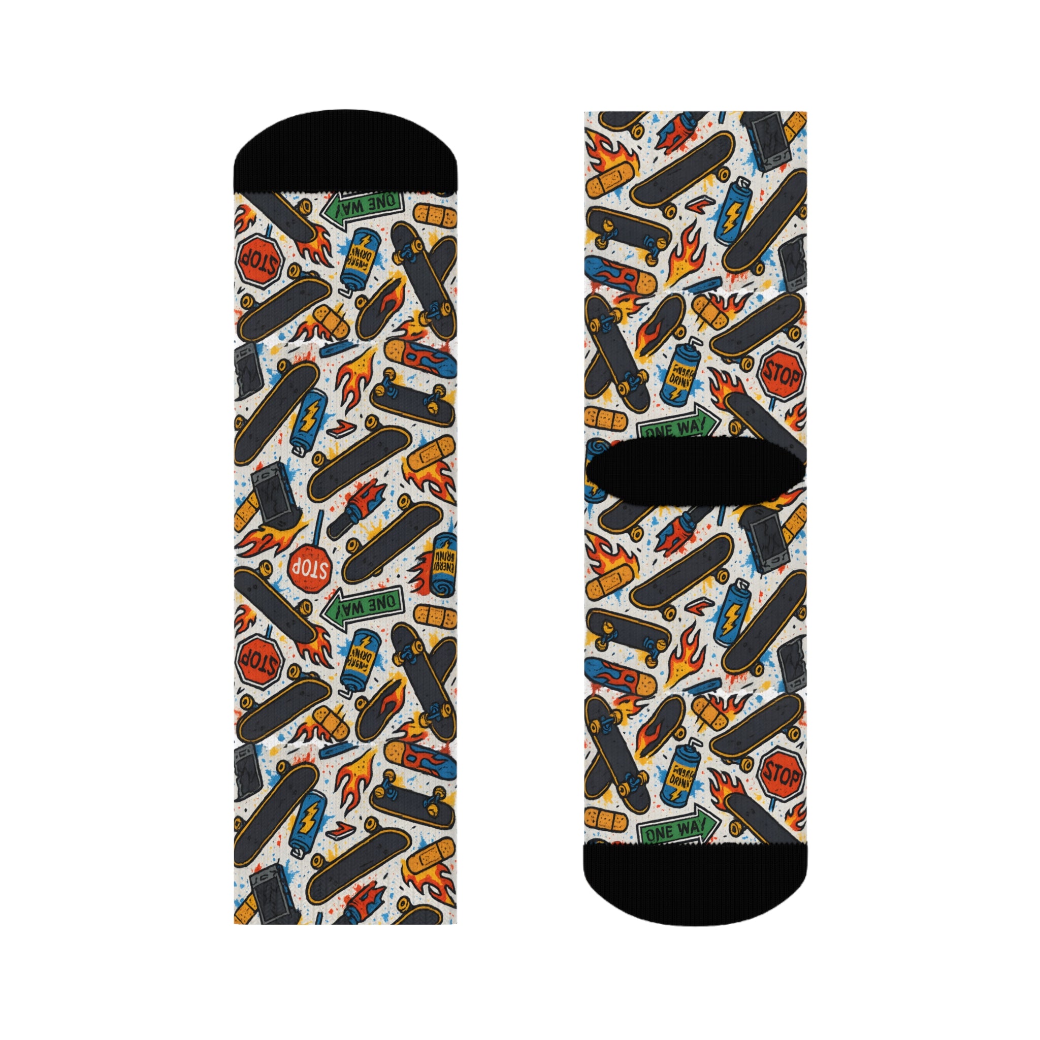 Skate Fire Socks, Funky Design