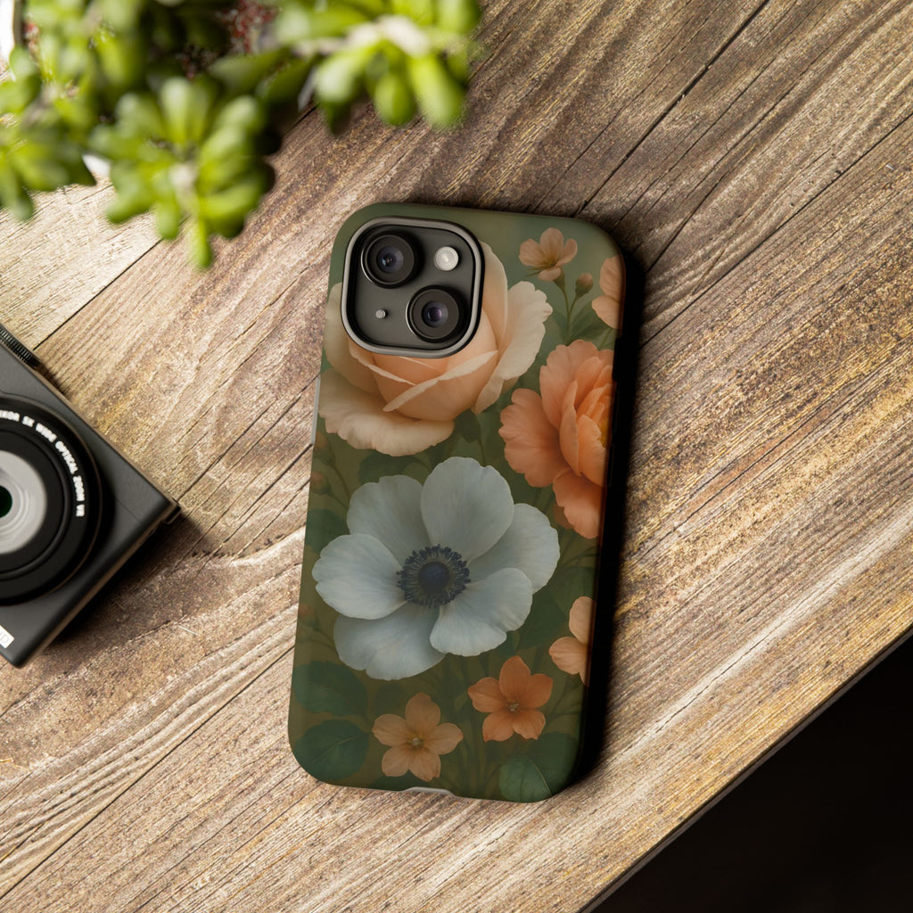 Floral Design White Cover Design, Tough Cases, Phone Cover