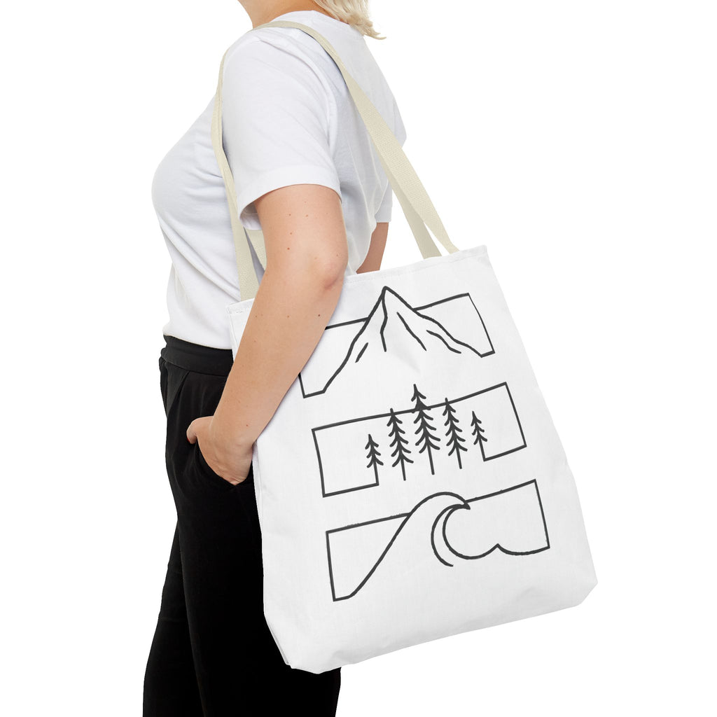 Mountain Wave Tote Bag, Inspirational Gift, Eco-Friendly Shopping Bag