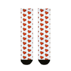 Pixel Love Heart White Sublimation Crew Socks