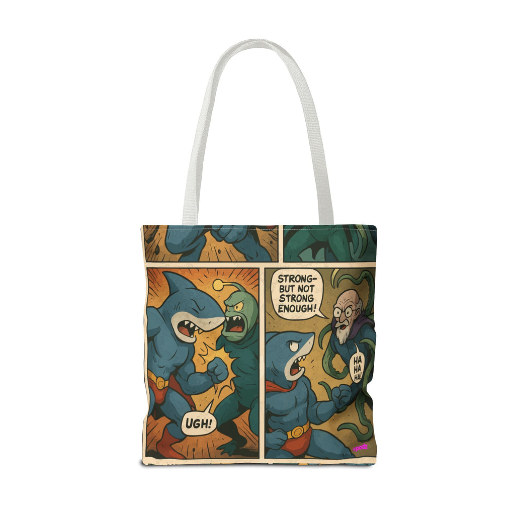 Shark Villain Tote Bag - Quirky AOP Design, Fun Bag