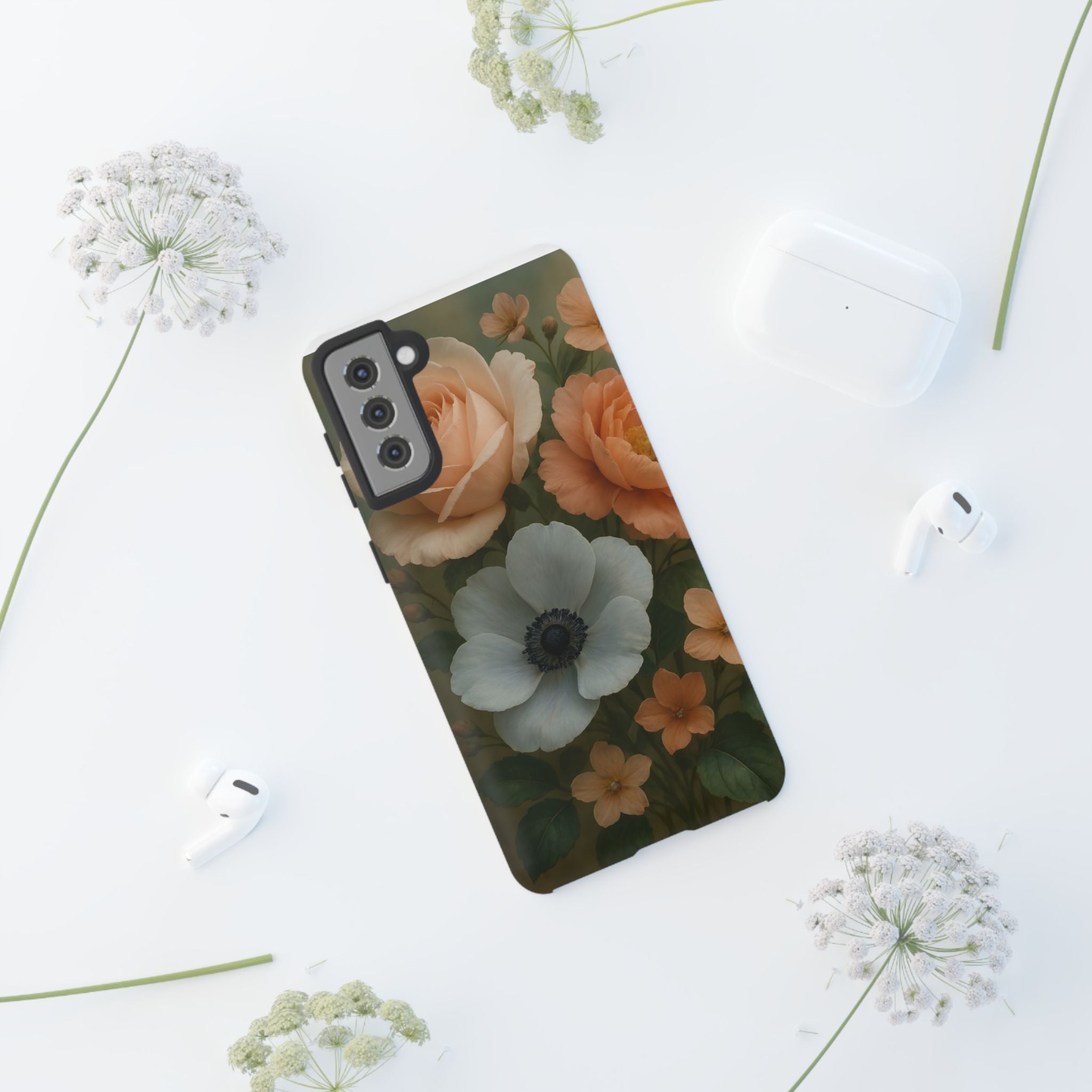 Floral Design White Cover Design, Tough Cases, Phone Cover