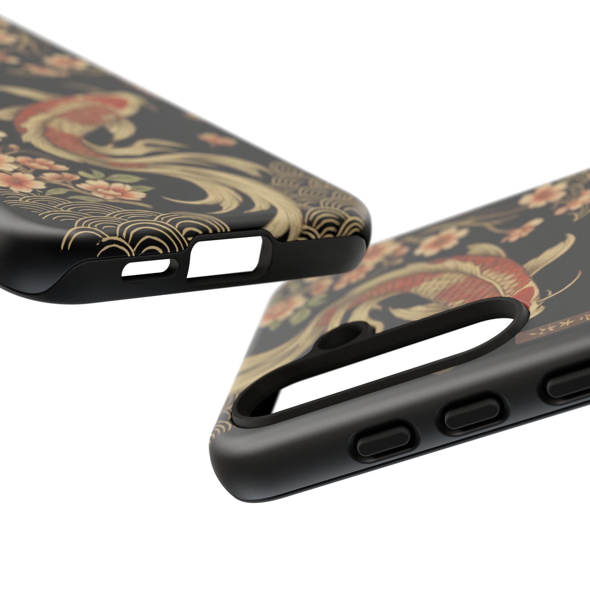 Khoi Fish Phone Case with Floral Design, Tough Cases, Phone Cover, Unique Gift, Japanese Art, Colorful Accessories